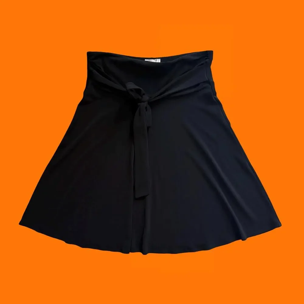 00's vintage black slinky whimsigoth office siren y2k skirt L moa moa